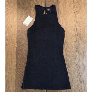 NWT Monday Swimwear Kokomo Crinkle Dress Black Keyhole Back Button cover-up